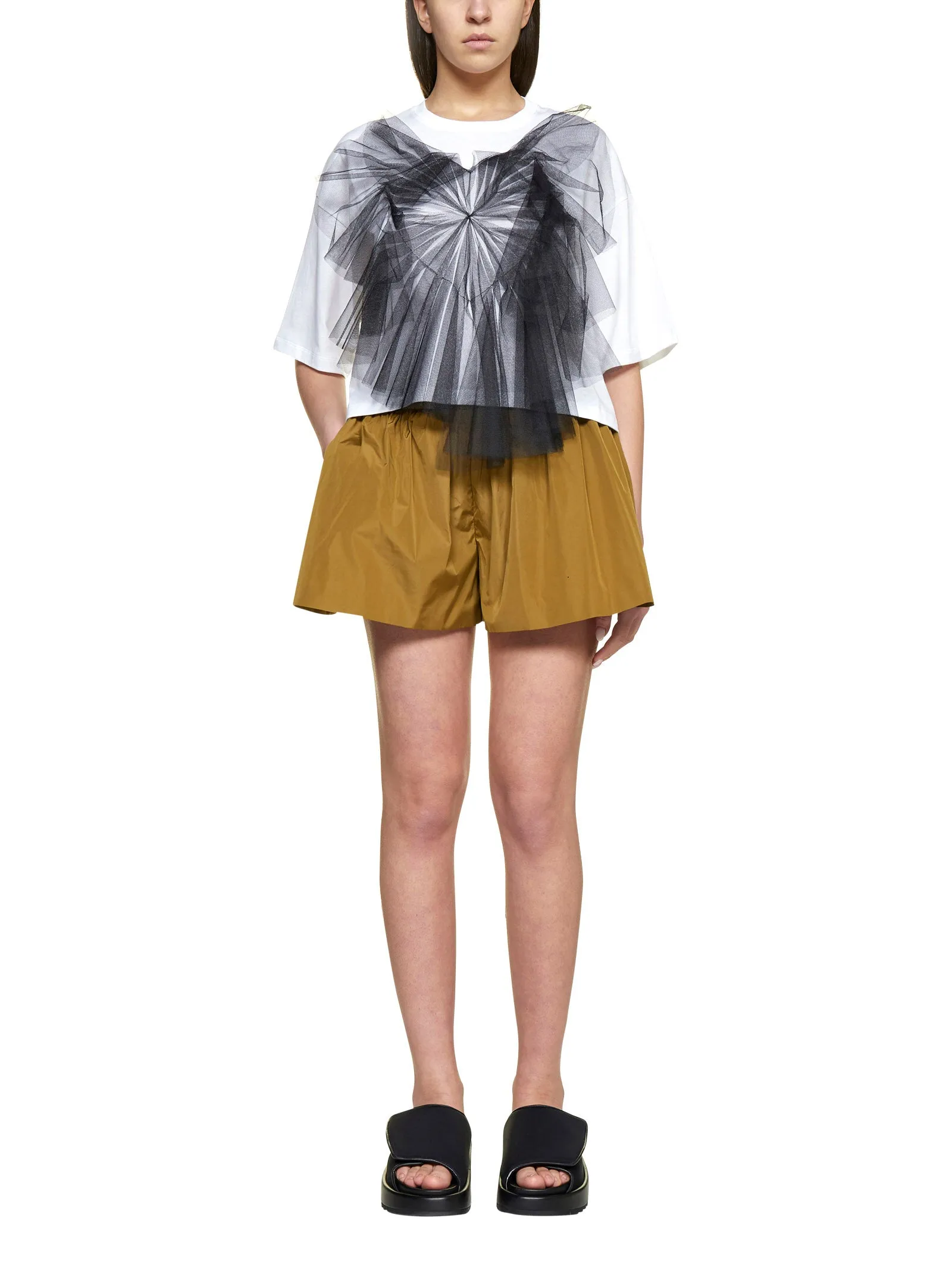 REDValentino Elastic Waist Taffeta Shorts