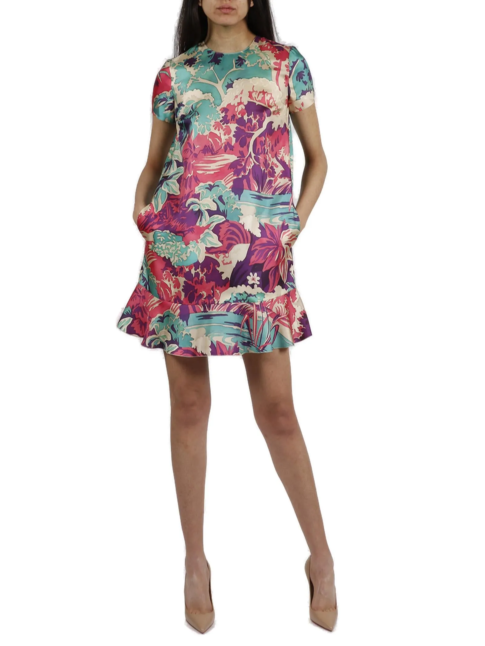 REDValentino Emerald Forest Print Mini Dress