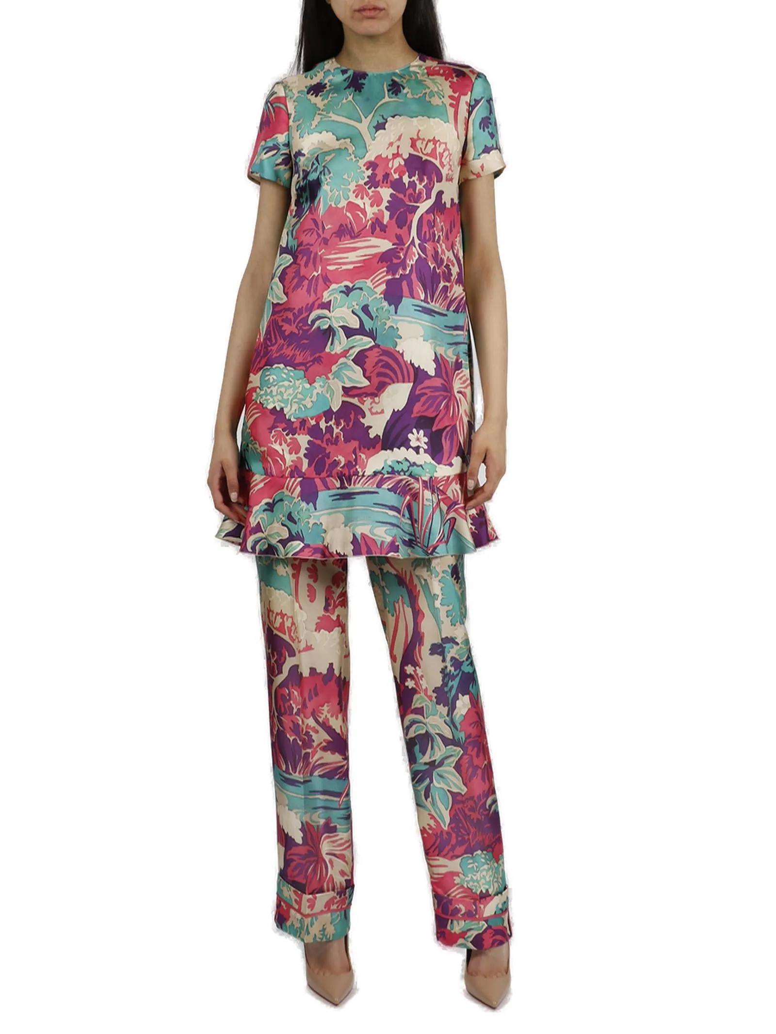 REDValentino Emerald Forest Print Mini Dress