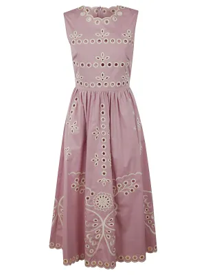 REDValentino Sangallo Embroidered Sleeveless Dress