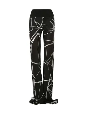 Rick Owens Graphic Print High Waist Flared Trousers