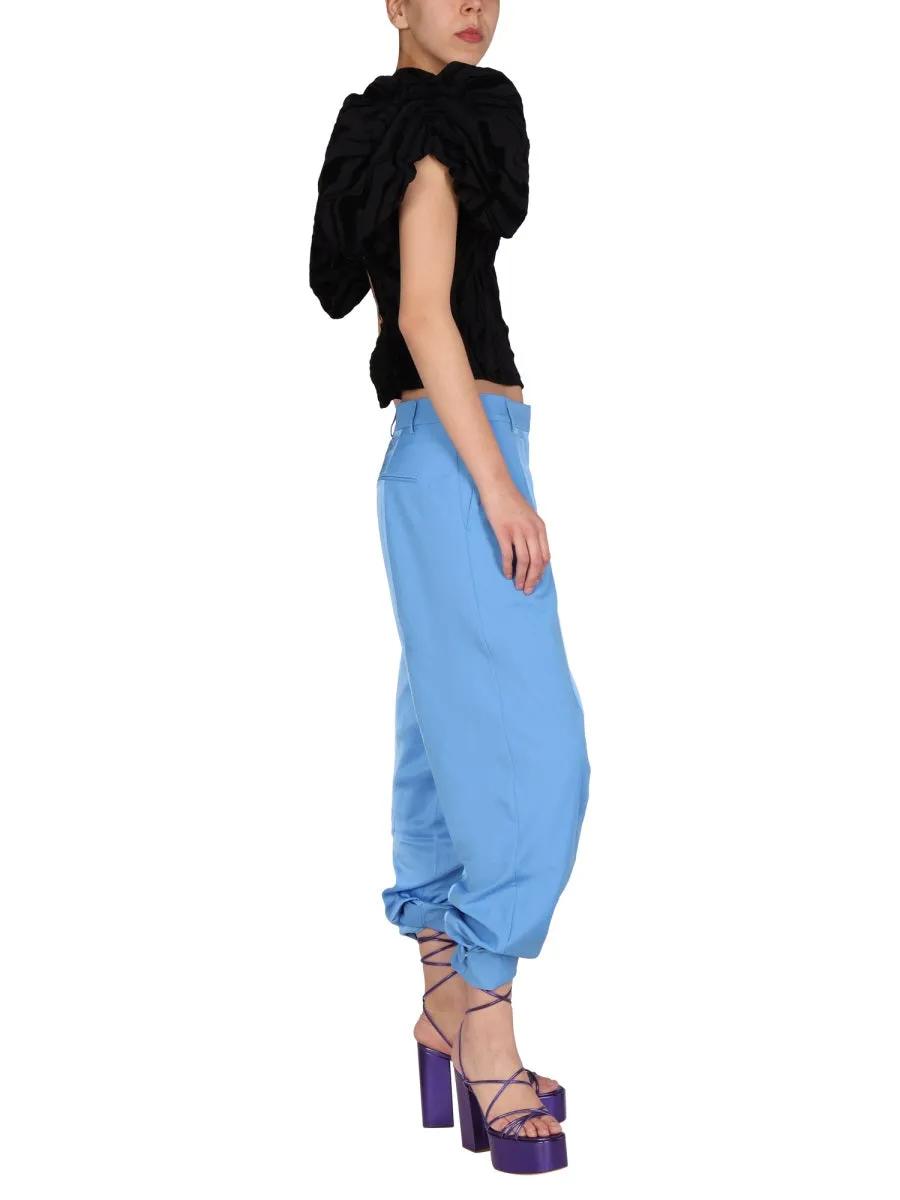 ROTATE Ruched Shoulder Cropped Top