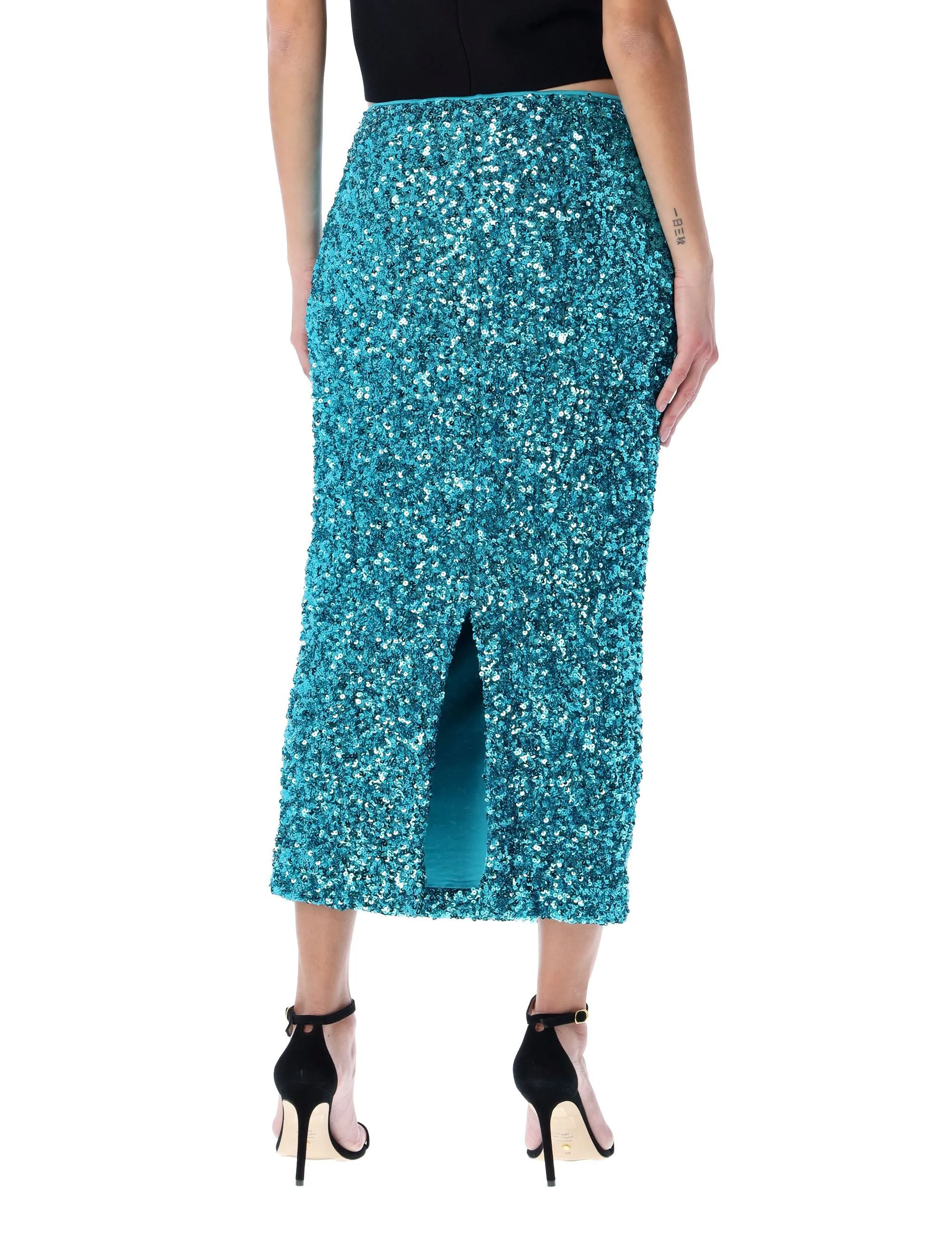 ROTATE Sequin Embellished Midi Skirt