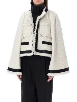 Sacai Frayed Edge Flared Tweed Jacket