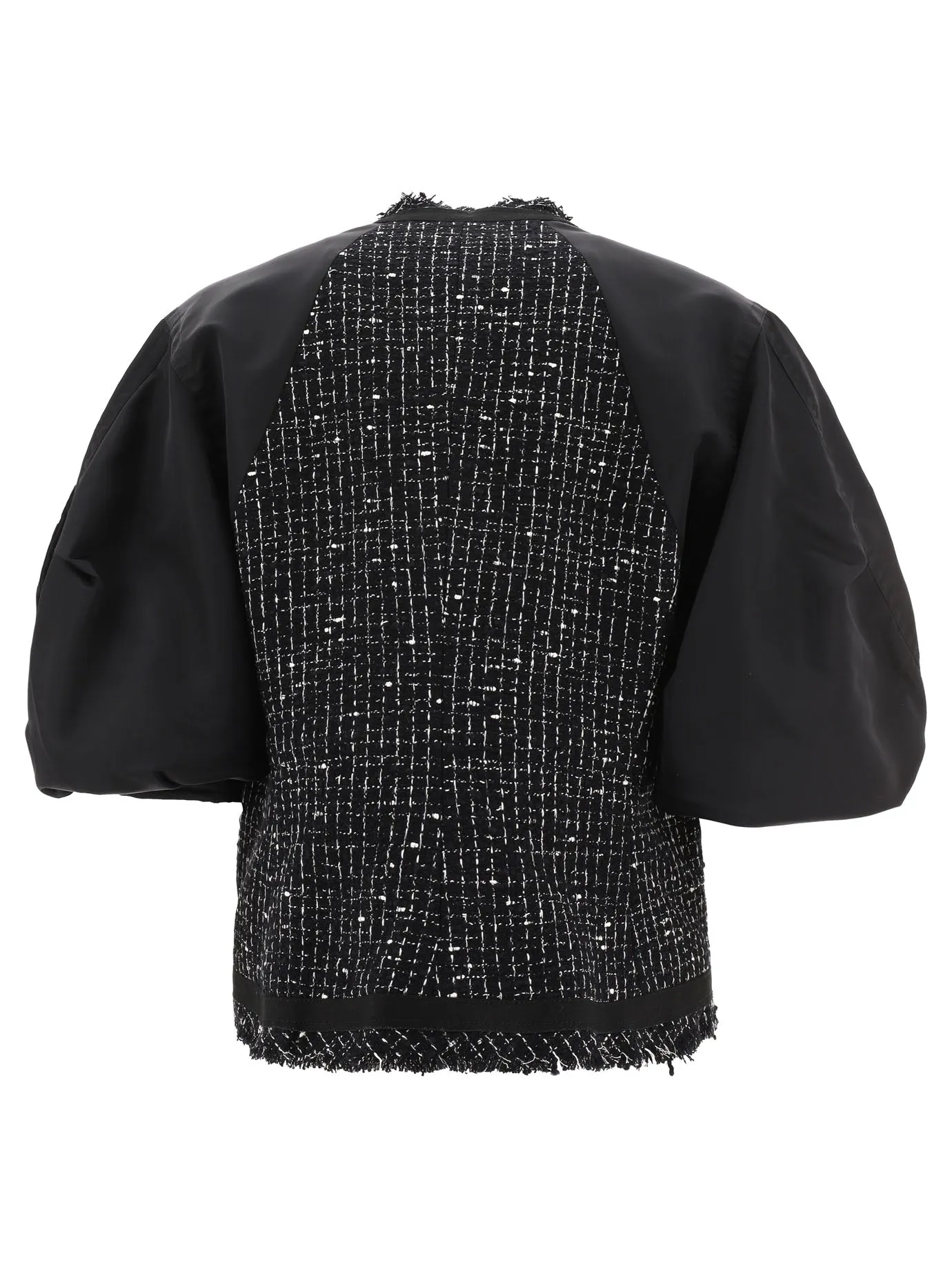 Sacai Short-Sleeved Fitted Tweed Jacket
