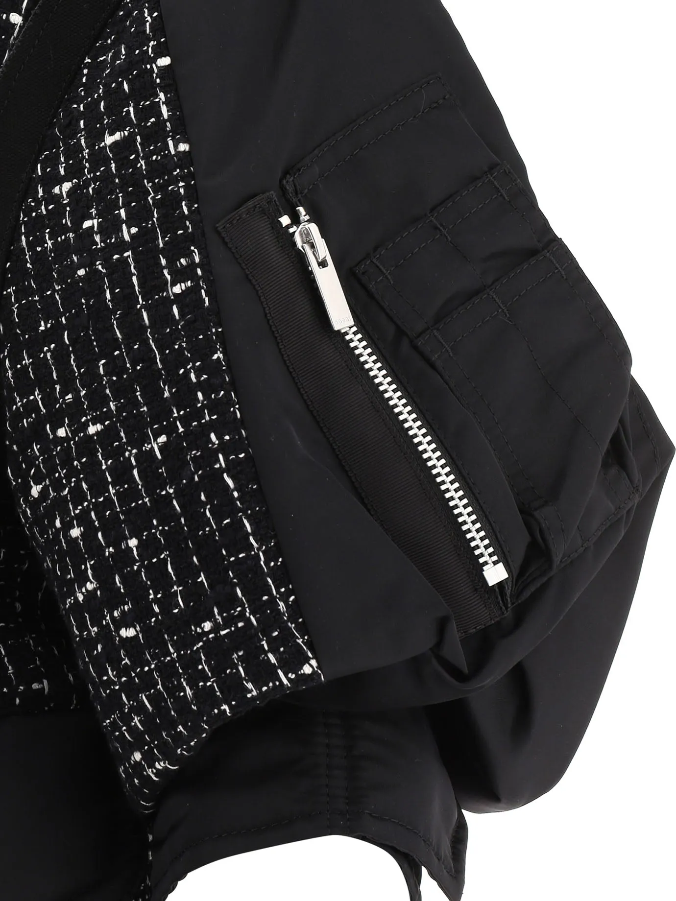 Sacai Short-Sleeved Fitted Tweed Jacket