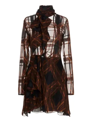 Saint Laurent Checked Sheer Dress