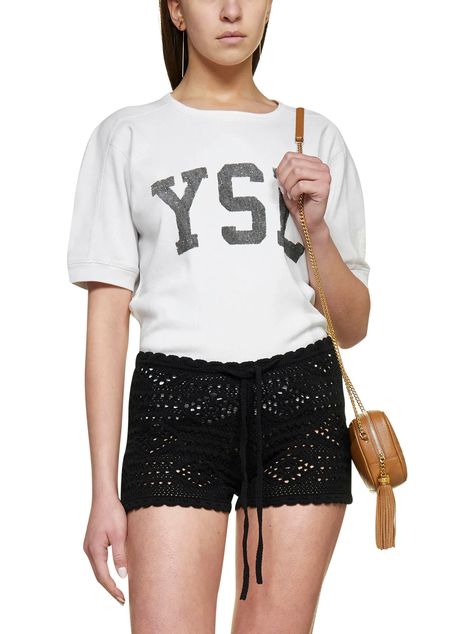 Saint Laurent Crochet Drawstring Shorts