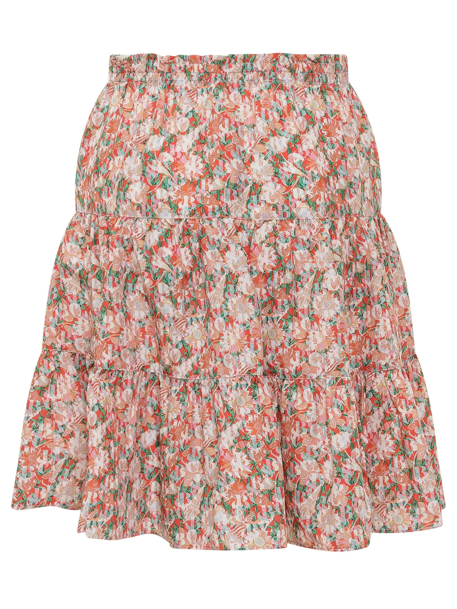 See By Chlo A-Line Floral Printed Tiered Mini Skirt
