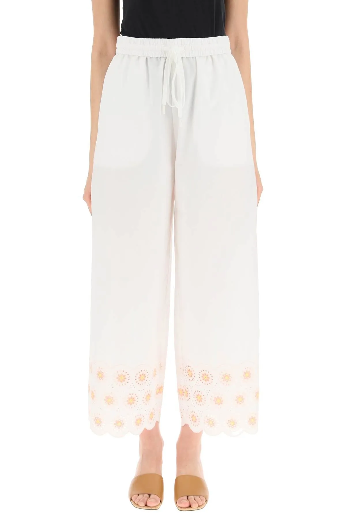 See By Chlo Embroidered Hem Wide Leg Trousers