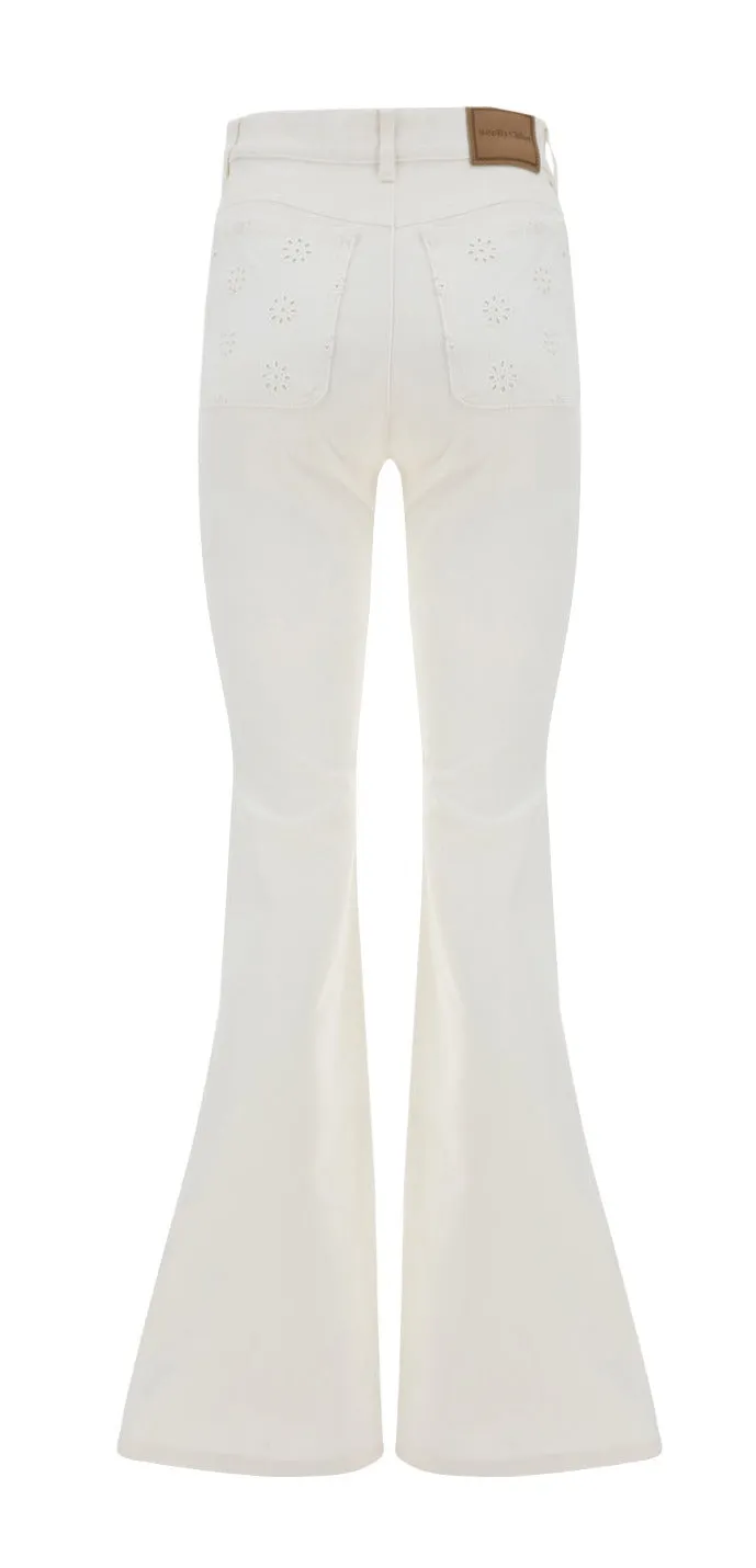 See By Chlo Logo Patch Emily Bootcut Jeans