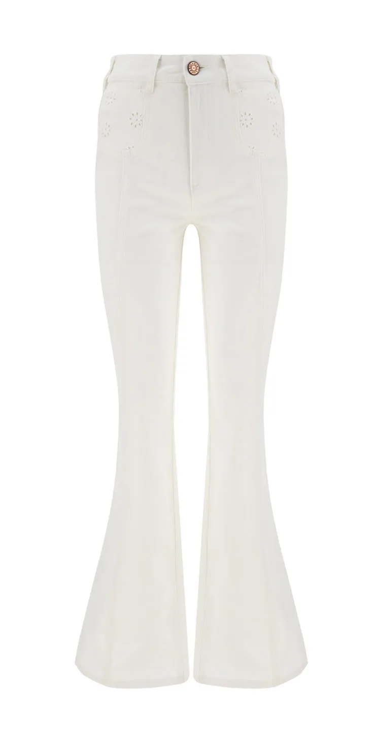 See By Chlo Logo Patch Emily Bootcut Jeans