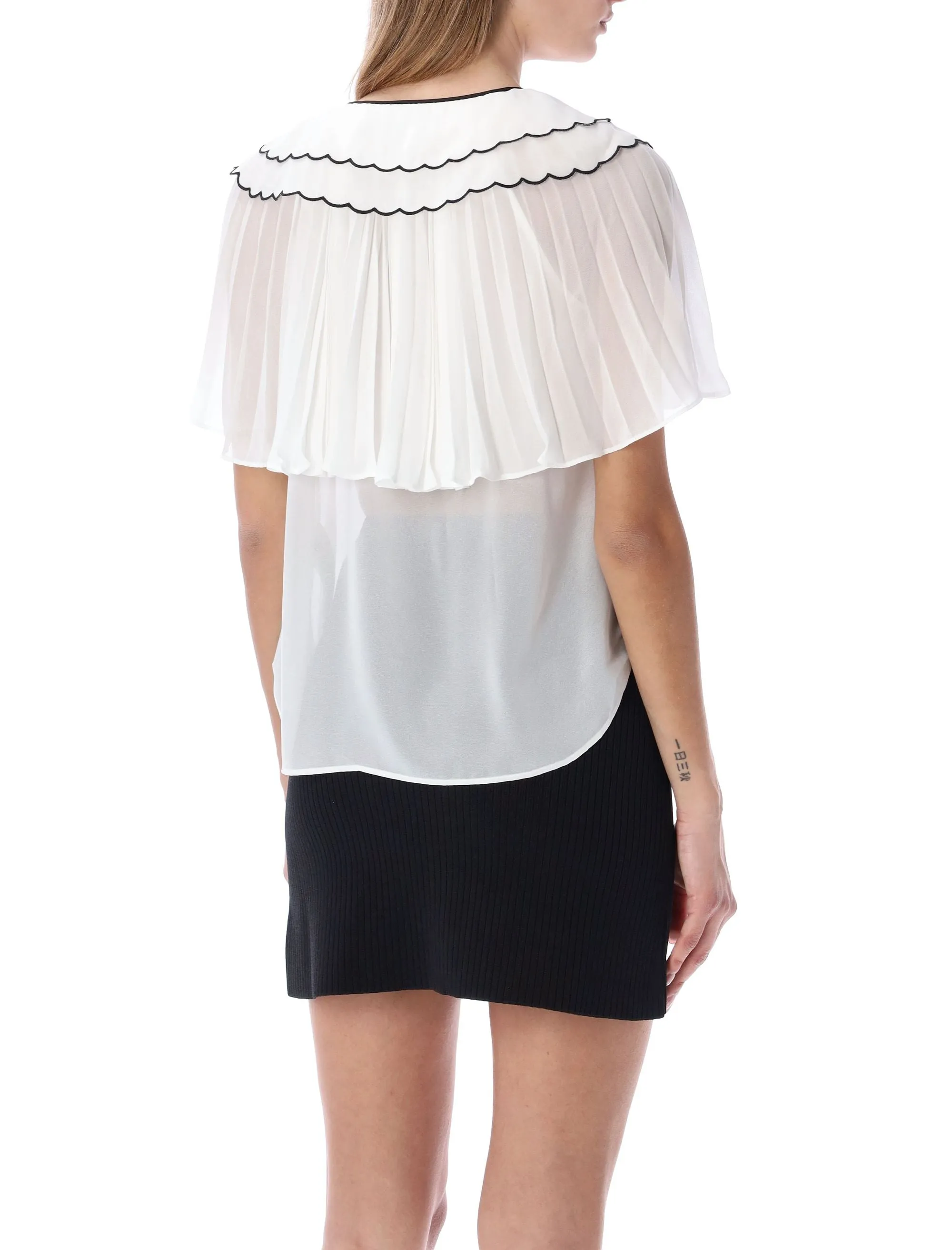 Self-Portrait Chiffon Front-Tie Top