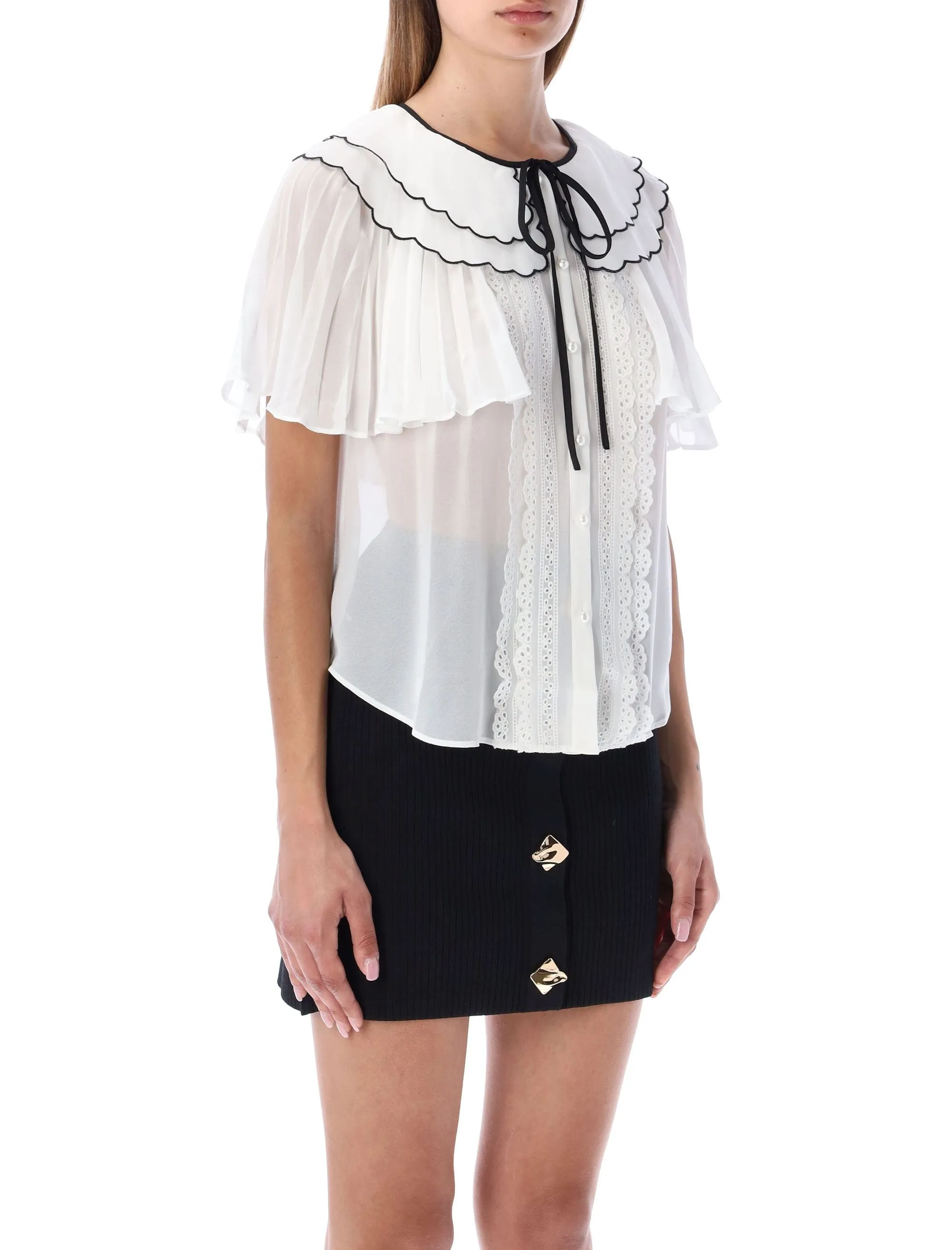 Self-Portrait Chiffon Front-Tie Top