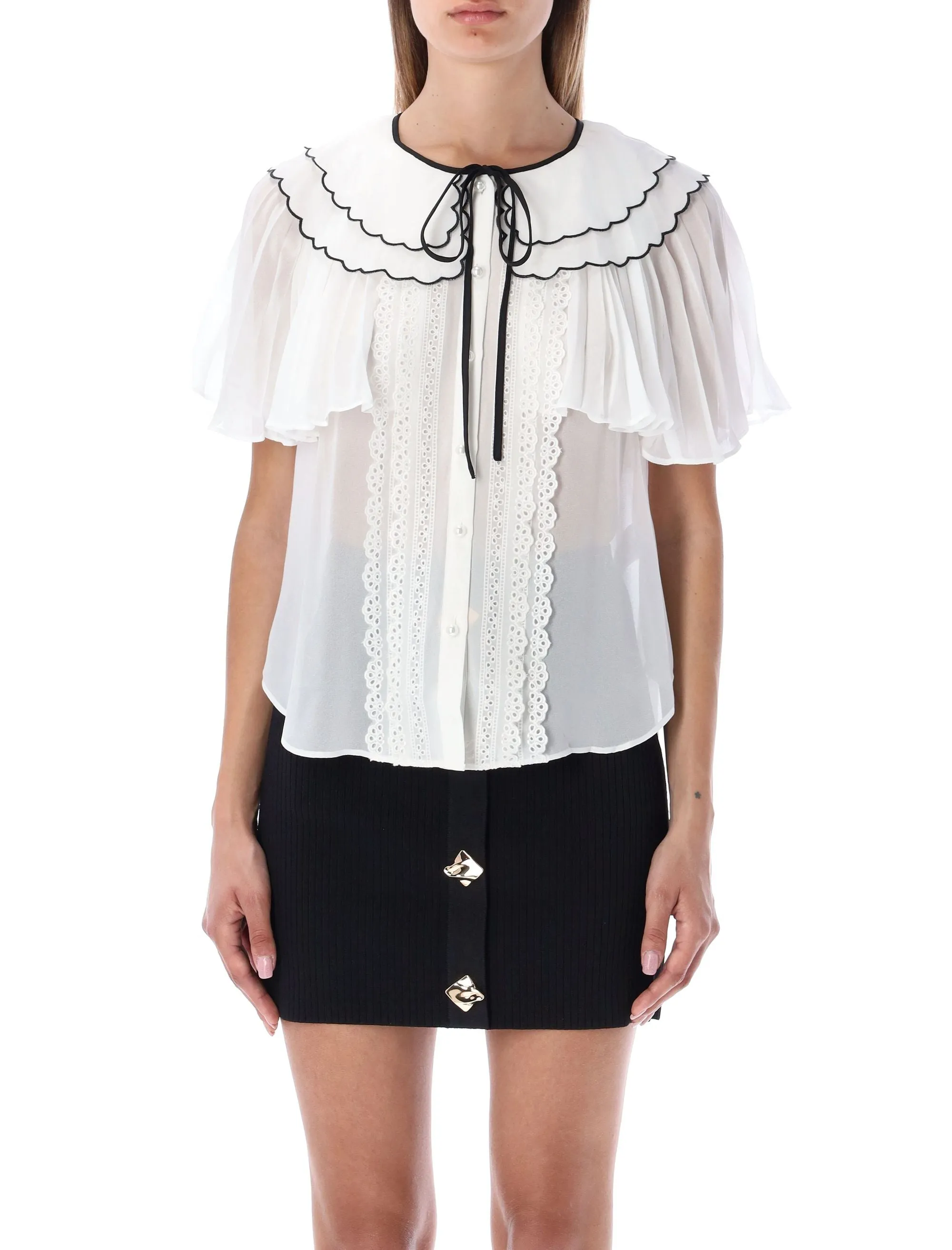 Self-Portrait Chiffon Front-Tie Top