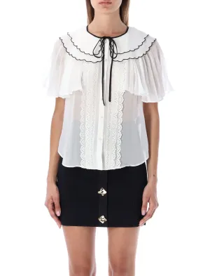 Self-Portrait Chiffon Front-Tie Top