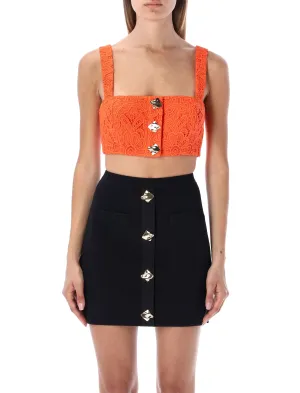 Self-Portrait Floral Guipure Cropped Top