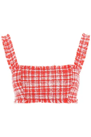 Self-Portrait Frayed Edge Braided Crop Top