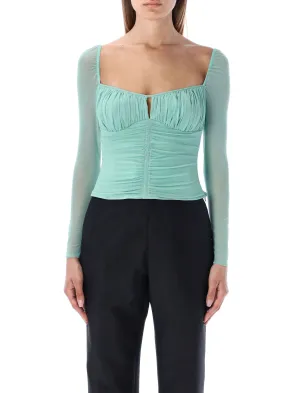 Self-Portrait Powermesh Ruched Top