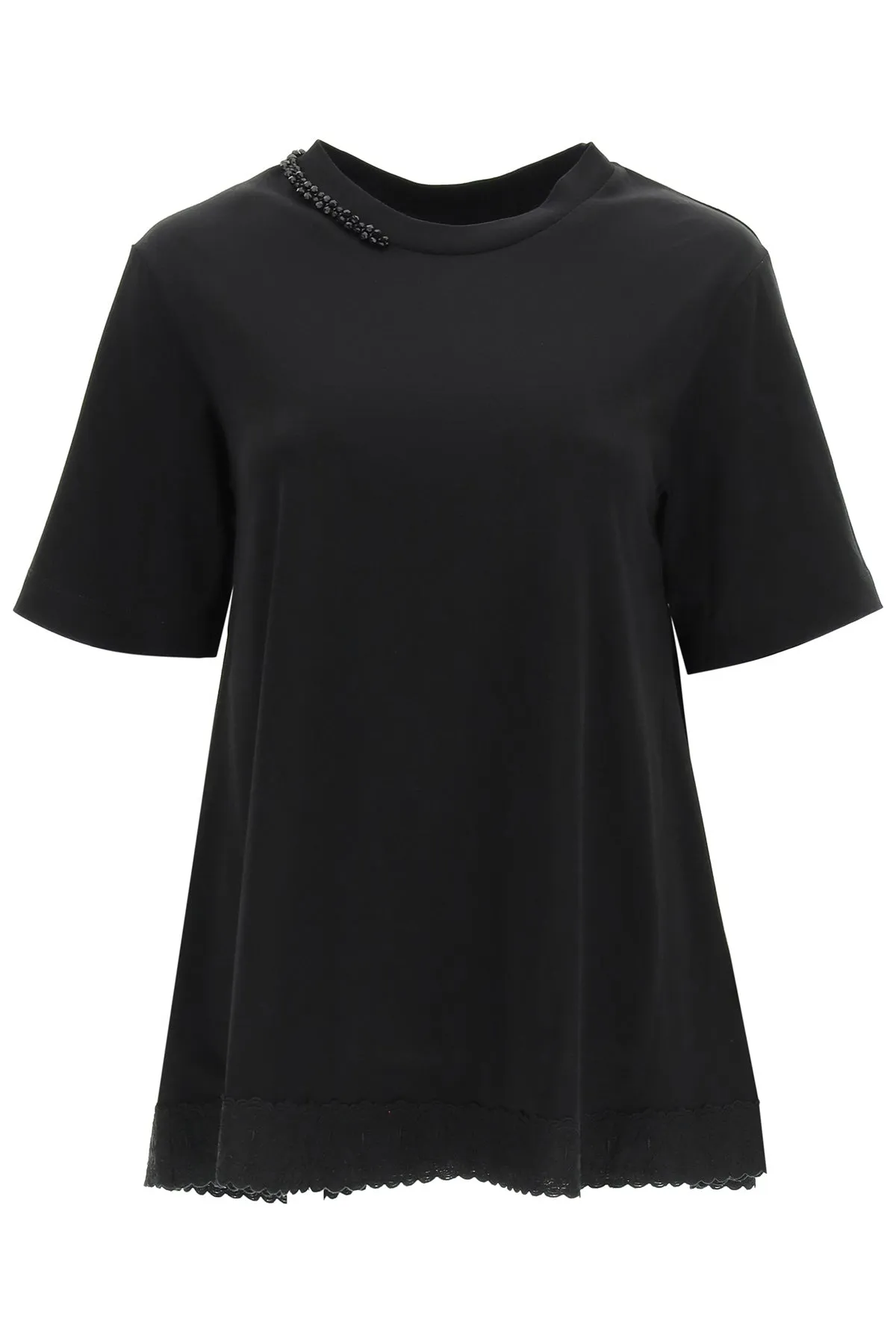 Simone Rocha Embroidered-Hem Crewneck T-Shirt