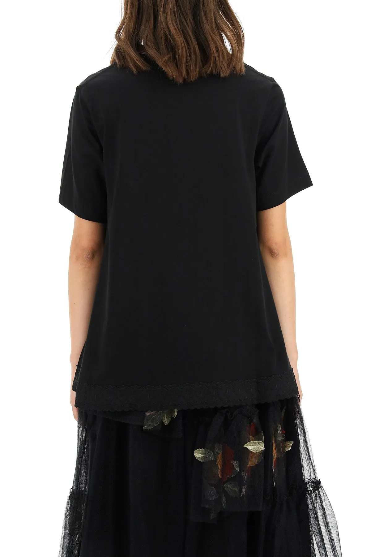 Simone Rocha Embroidered-Hem Crewneck T-Shirt