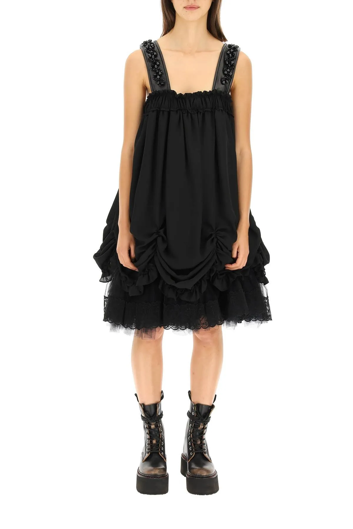 Simone Rocha Georgette Sleeveless Mini Dress