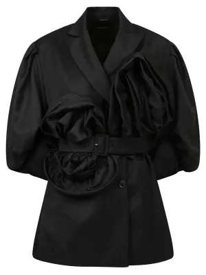 Simone Rocha Ruched Rose Belted Jacket