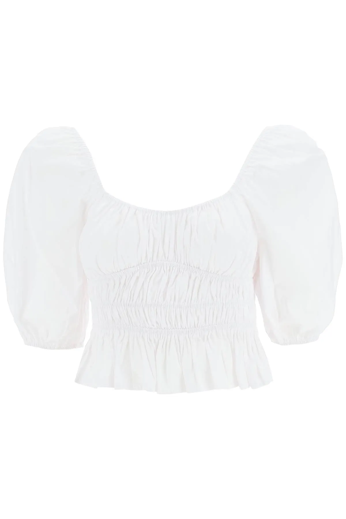 Staud Faye Puff-Sleeved Cropped Top