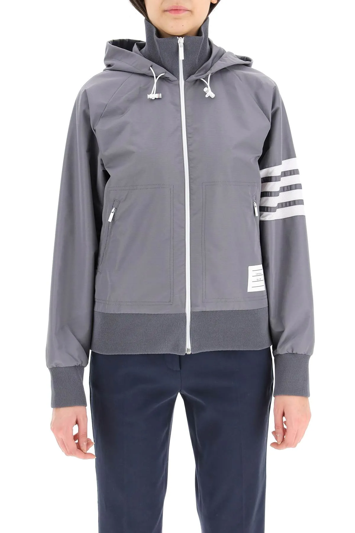 Thom Browne 4-Bar Hooded Zip-Up Jacket