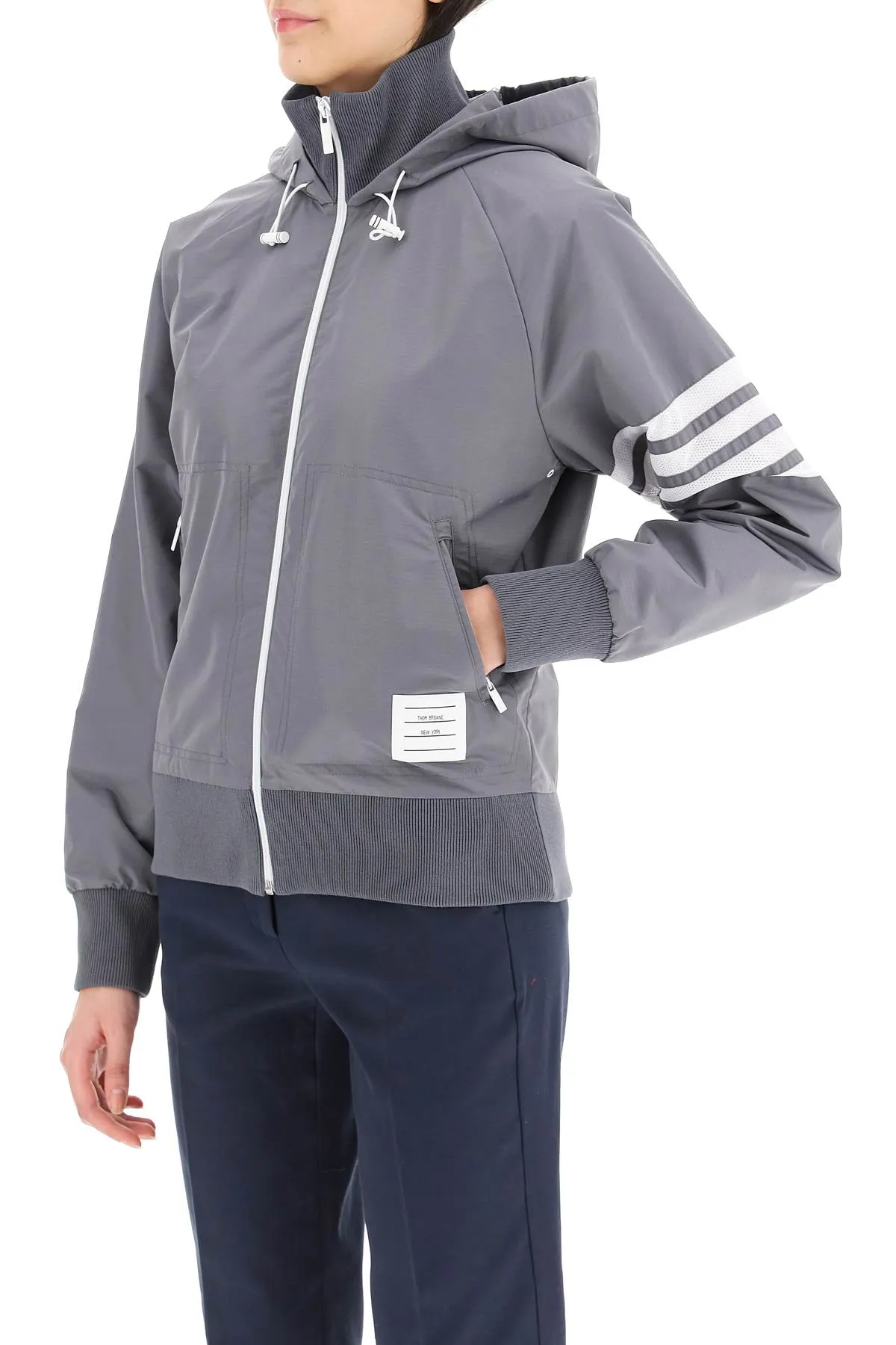 Thom Browne 4-Bar Hooded Zip-Up Jacket