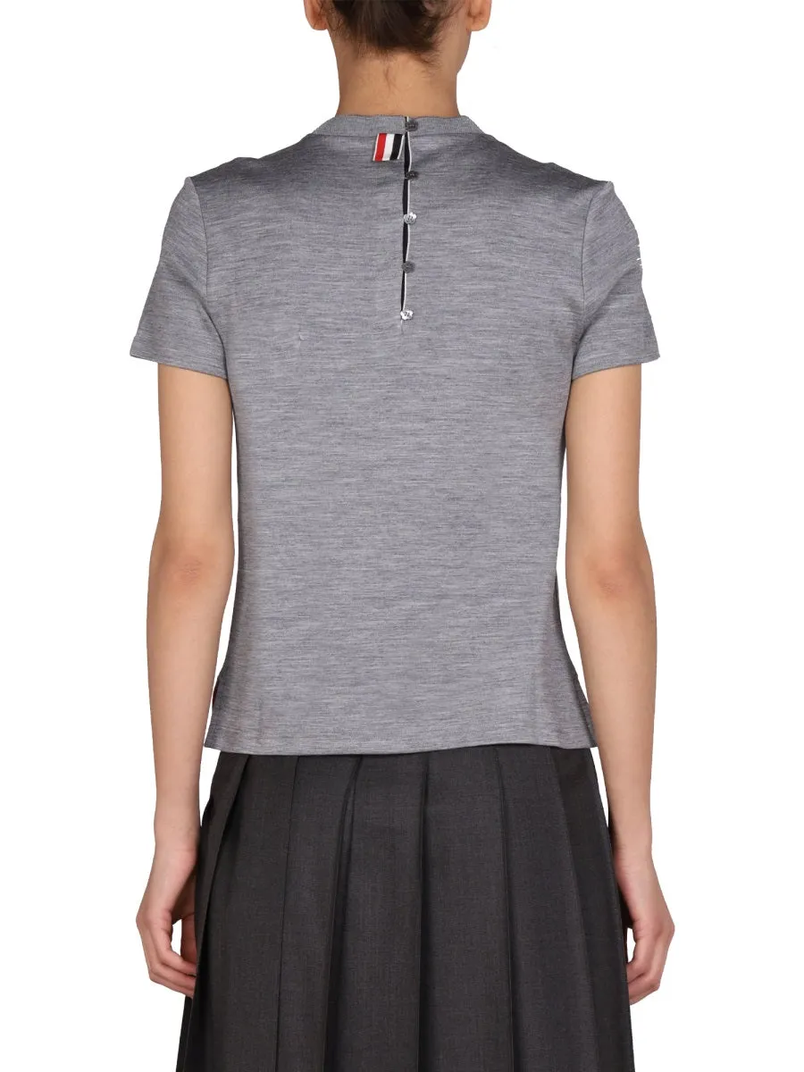 Thom Browne Logo Patch Crewneck T-Shirt