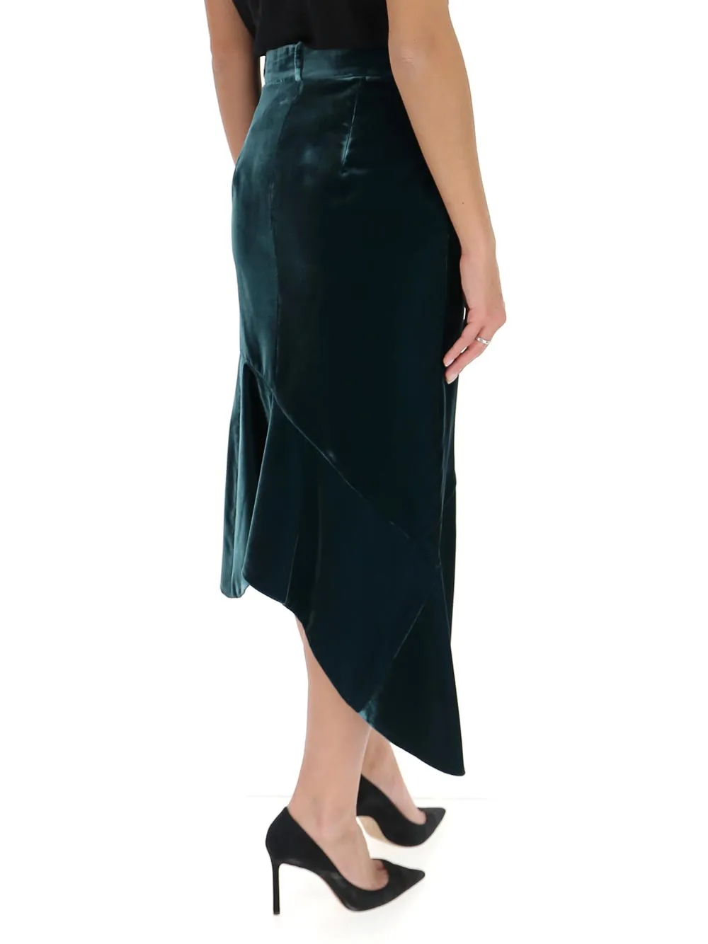 Tom Ford Asymmetric Ruffle Hem Midi Skirt