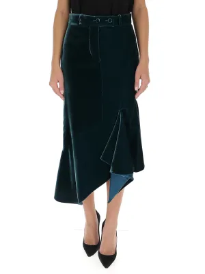 Tom Ford Asymmetric Ruffle Hem Midi Skirt