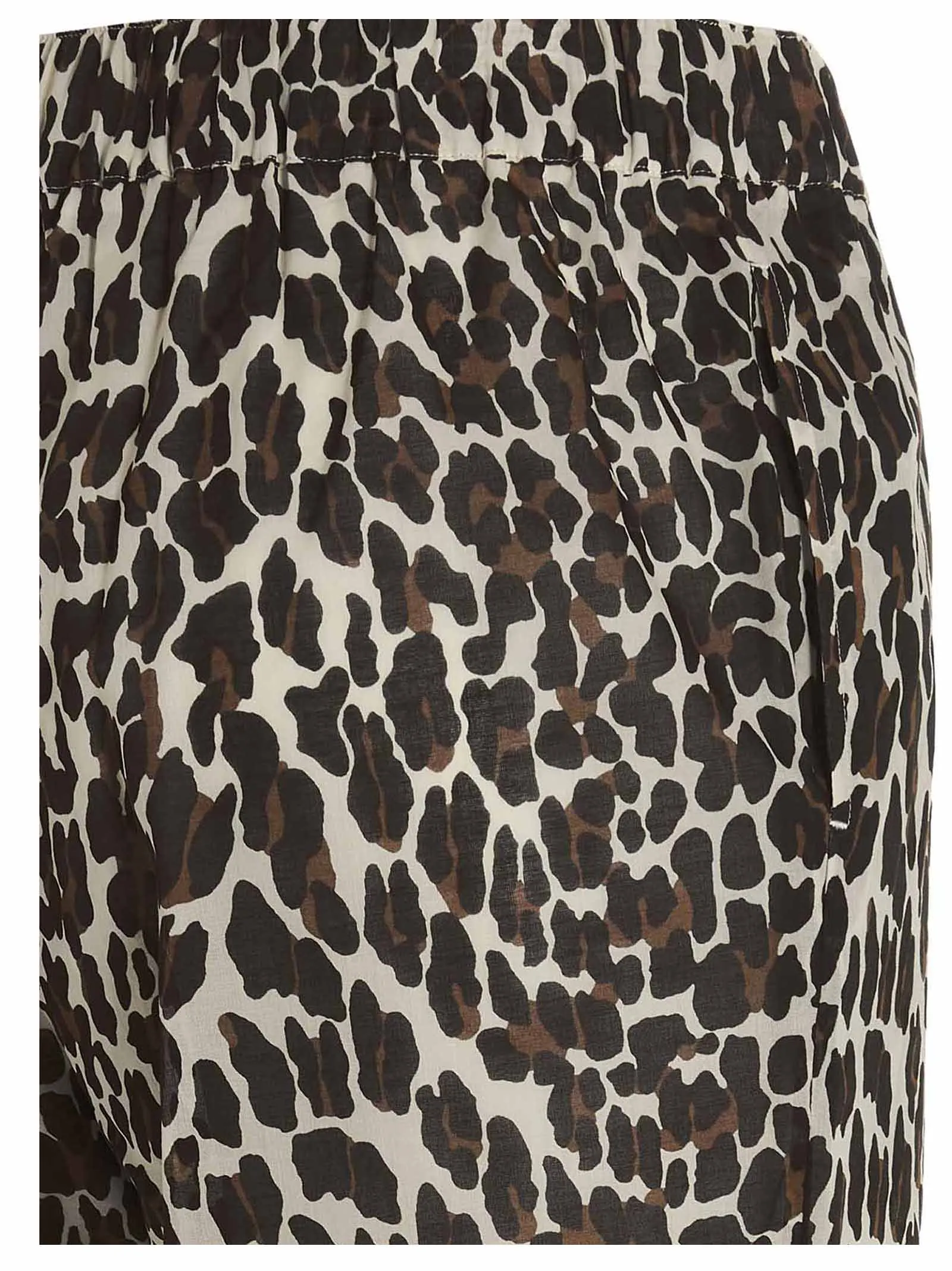 Tory Burch Logo Embroidered Animal Print Straight Leg Pants