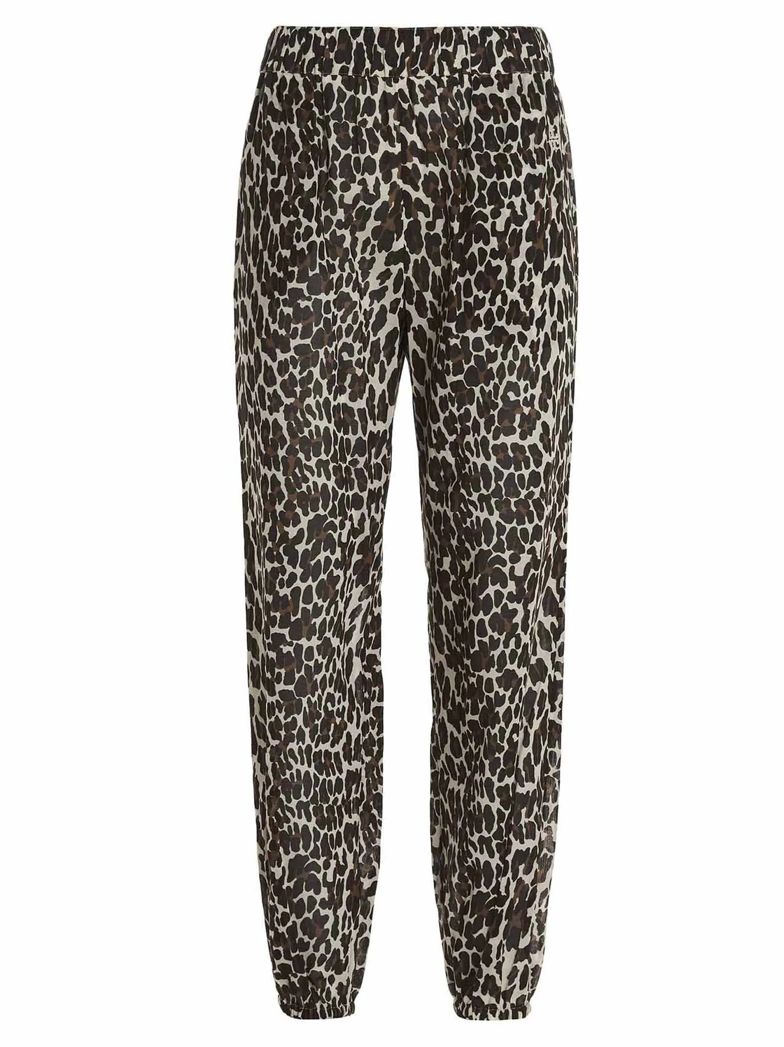 Tory Burch Logo Embroidered Animal Print Straight Leg Pants