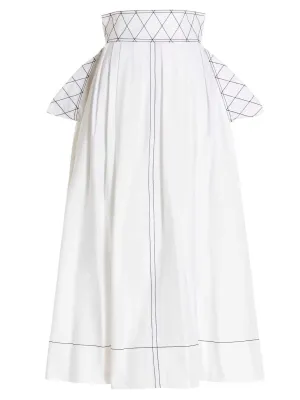Tory Burch Topstitched A-line Pleated Midi Skirt