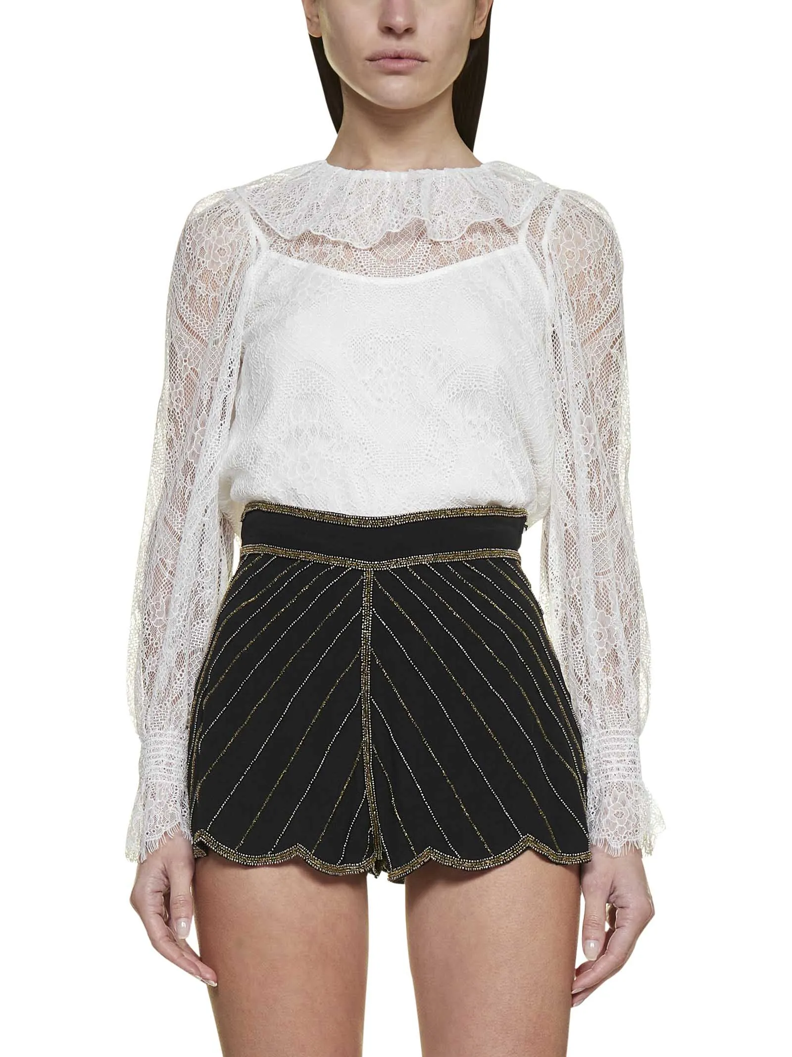 TWINSET Embellished High Waisted Shorts