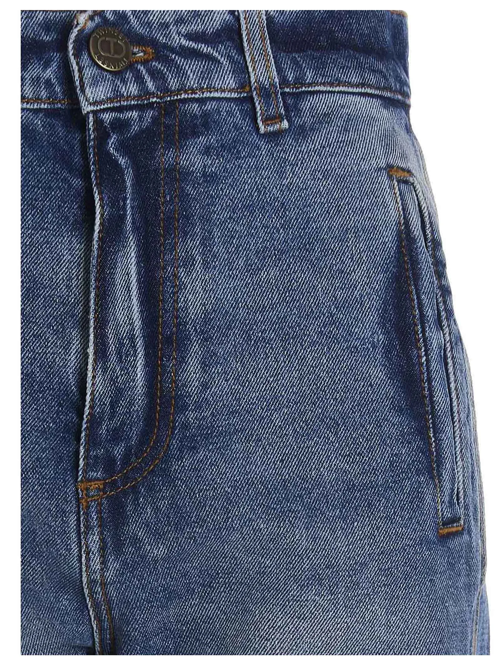 TWINSET Logo Patch Cropped Jeans