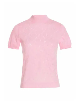 TWINSET Monogram Short-Sleeved Open Knit Top
