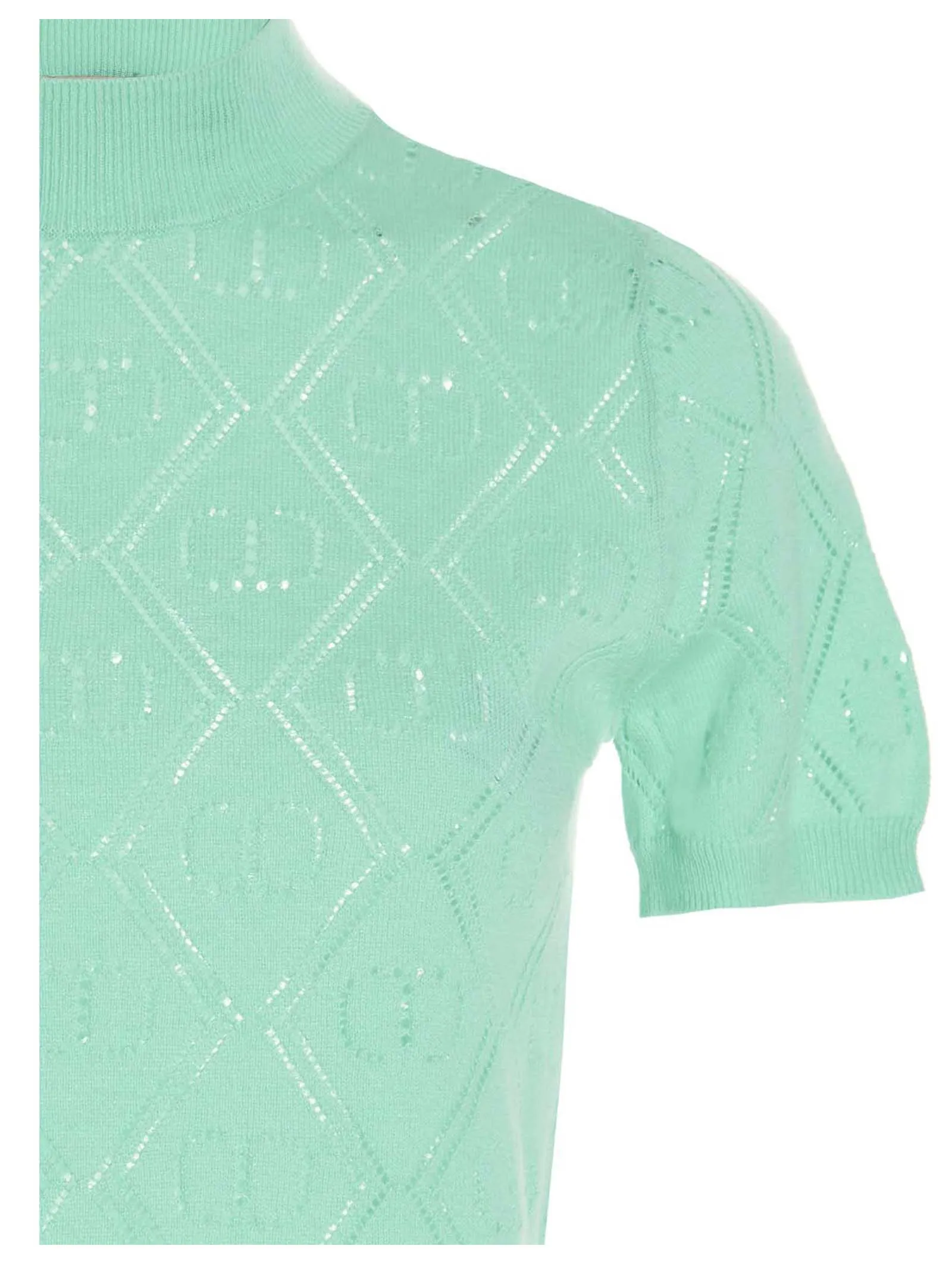 TWINSET Monogram Short-Sleeved Open Knit Top