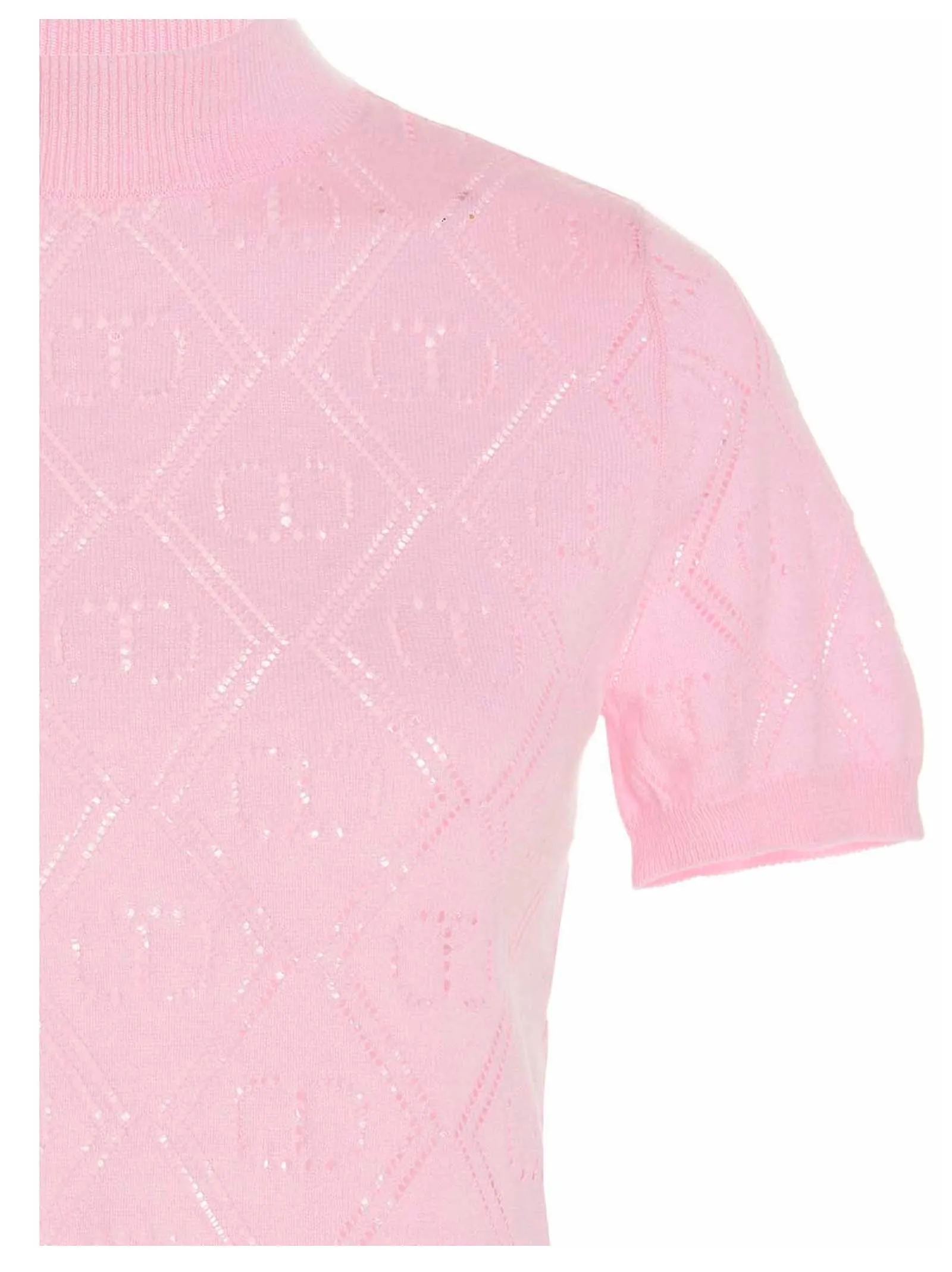 TWINSET Monogram Short-Sleeved Open Knit Top