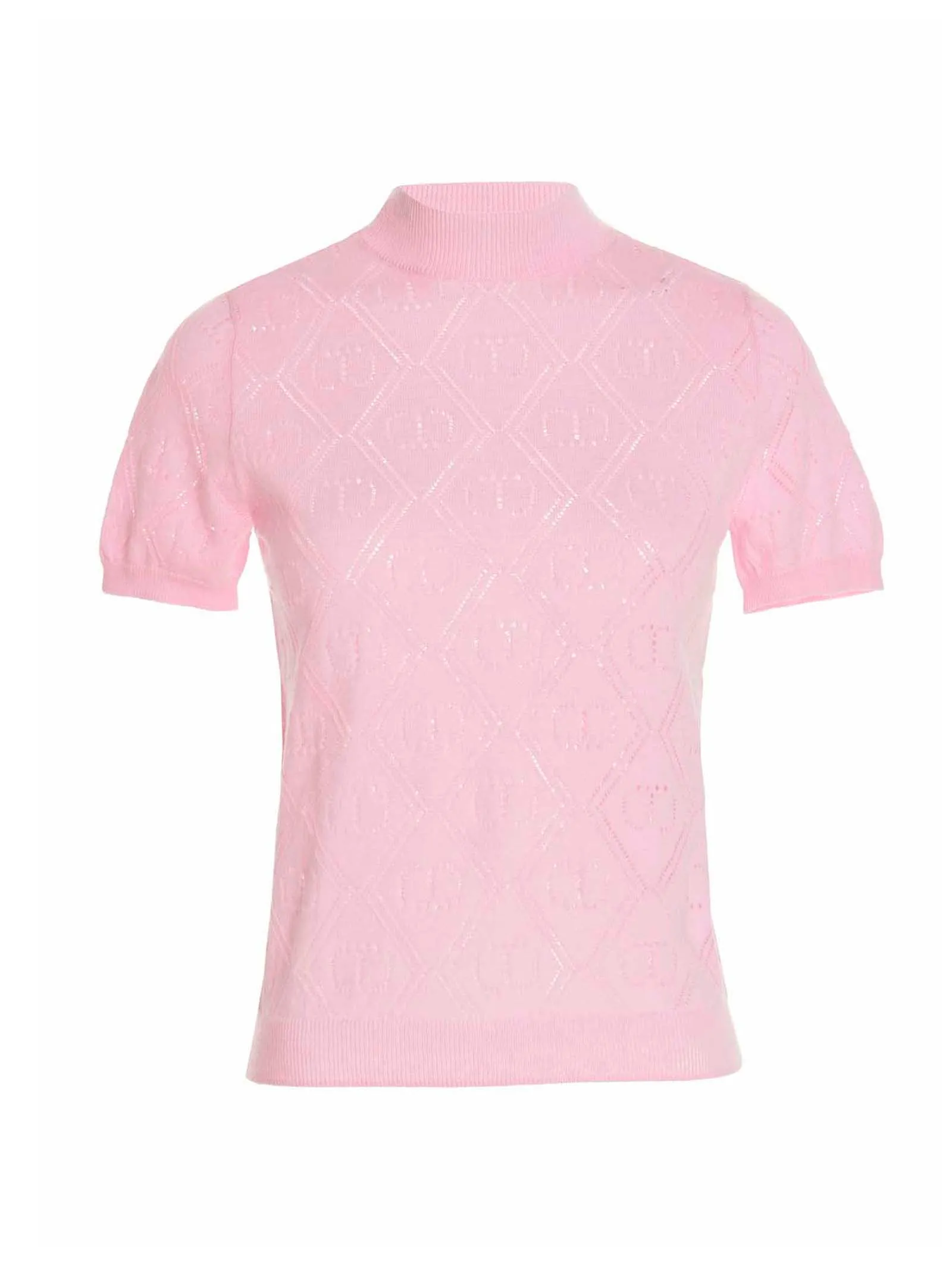 TWINSET Monogram Short-Sleeved Open Knit Top