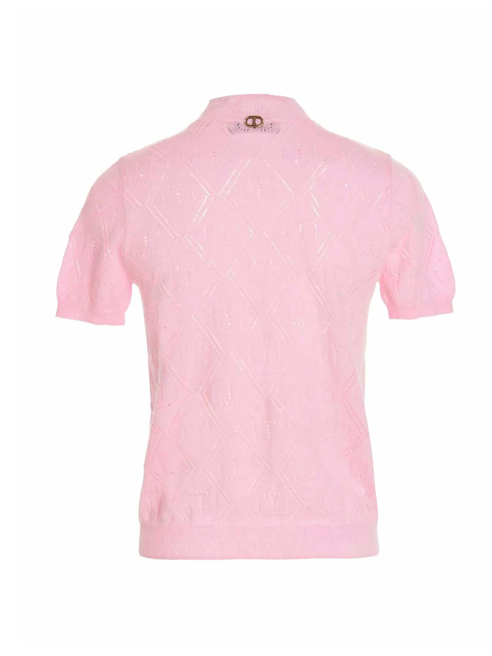 TWINSET Monogram Short-Sleeved Open Knit Top