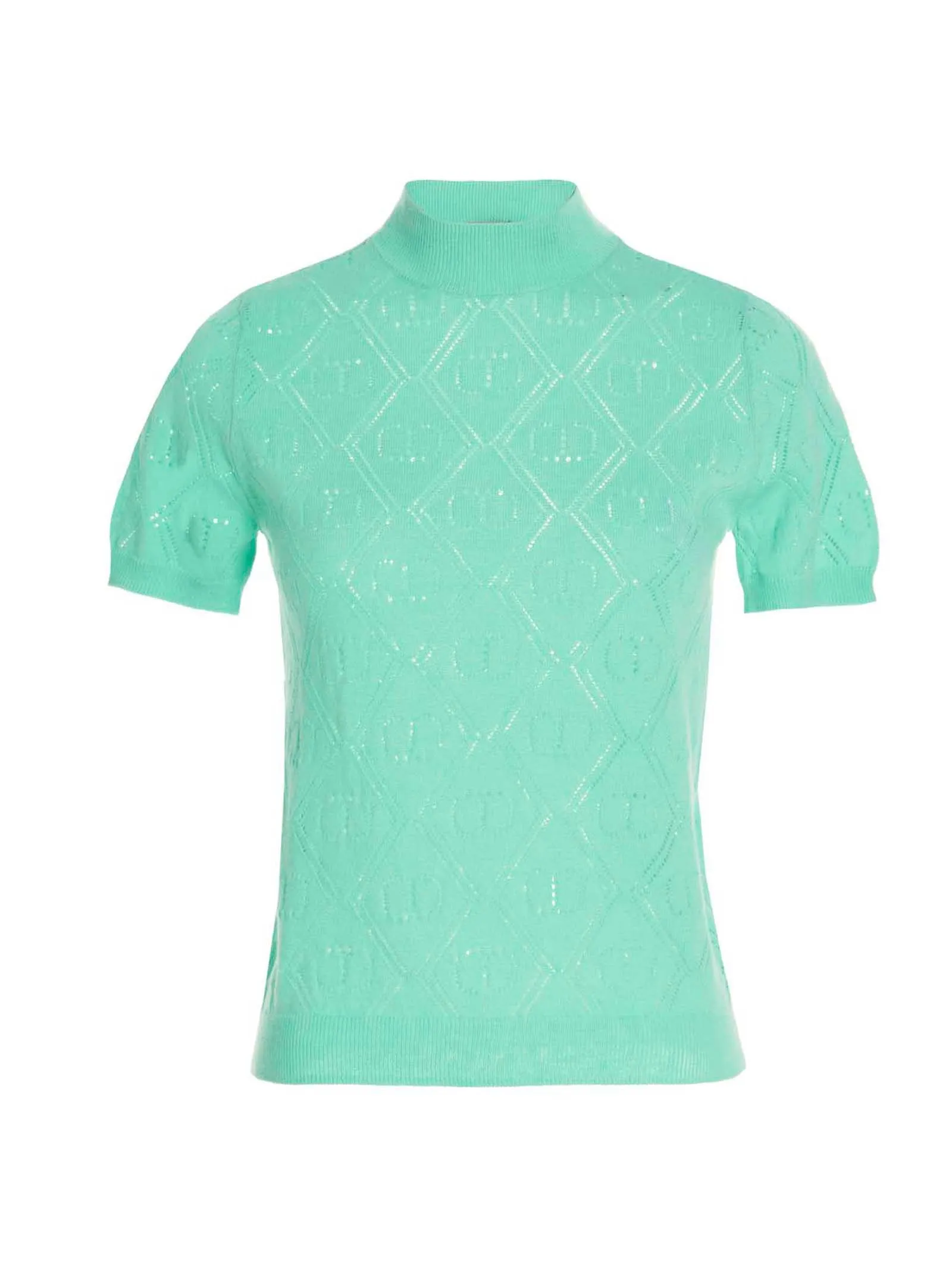 TWINSET Monogram Short-Sleeved Open Knit Top