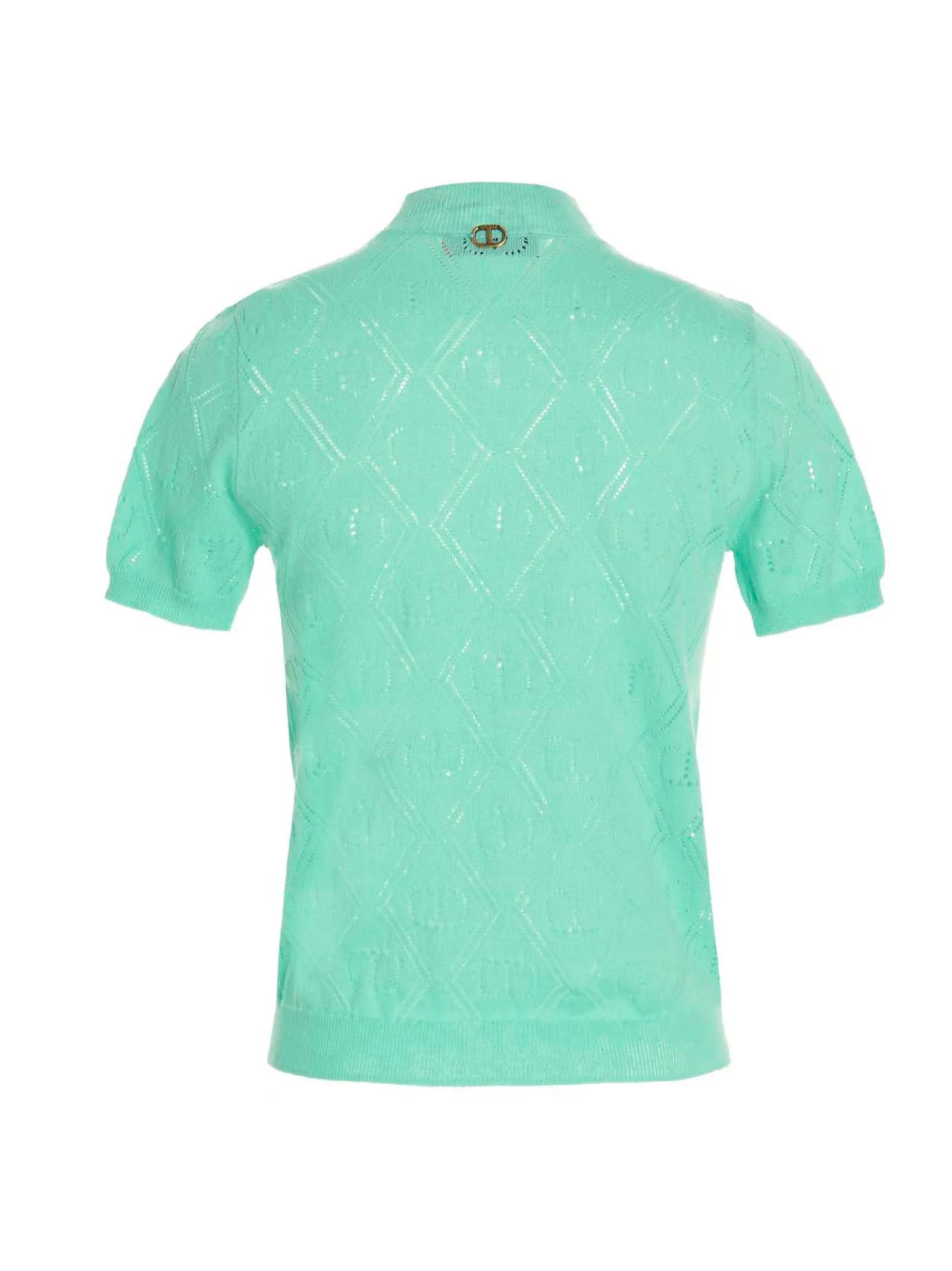 TWINSET Monogram Short-Sleeved Open Knit Top