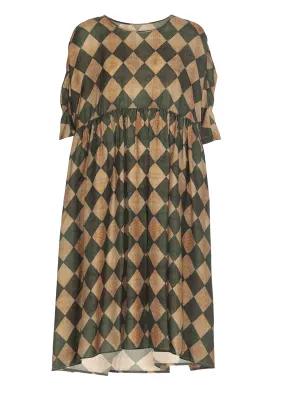 Uma Wang Checked Crewneck Midi Dress