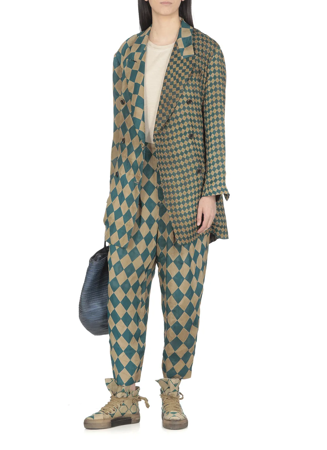 Uma Wang Checked Straight Leg Trousers