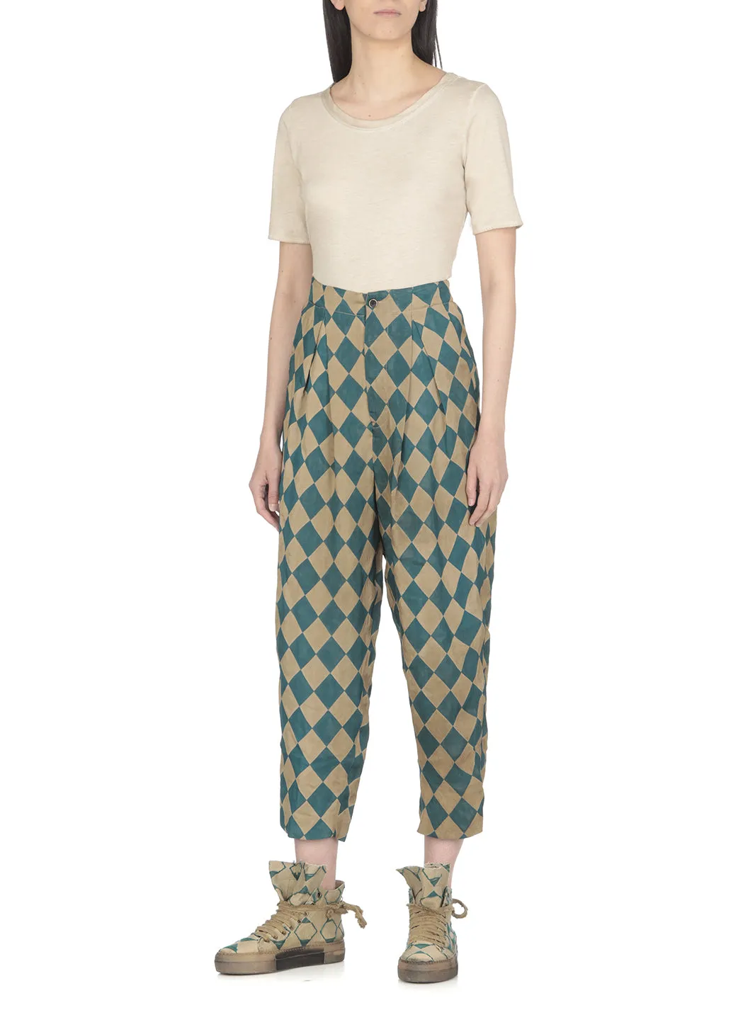 Uma Wang Checked Straight Leg Trousers