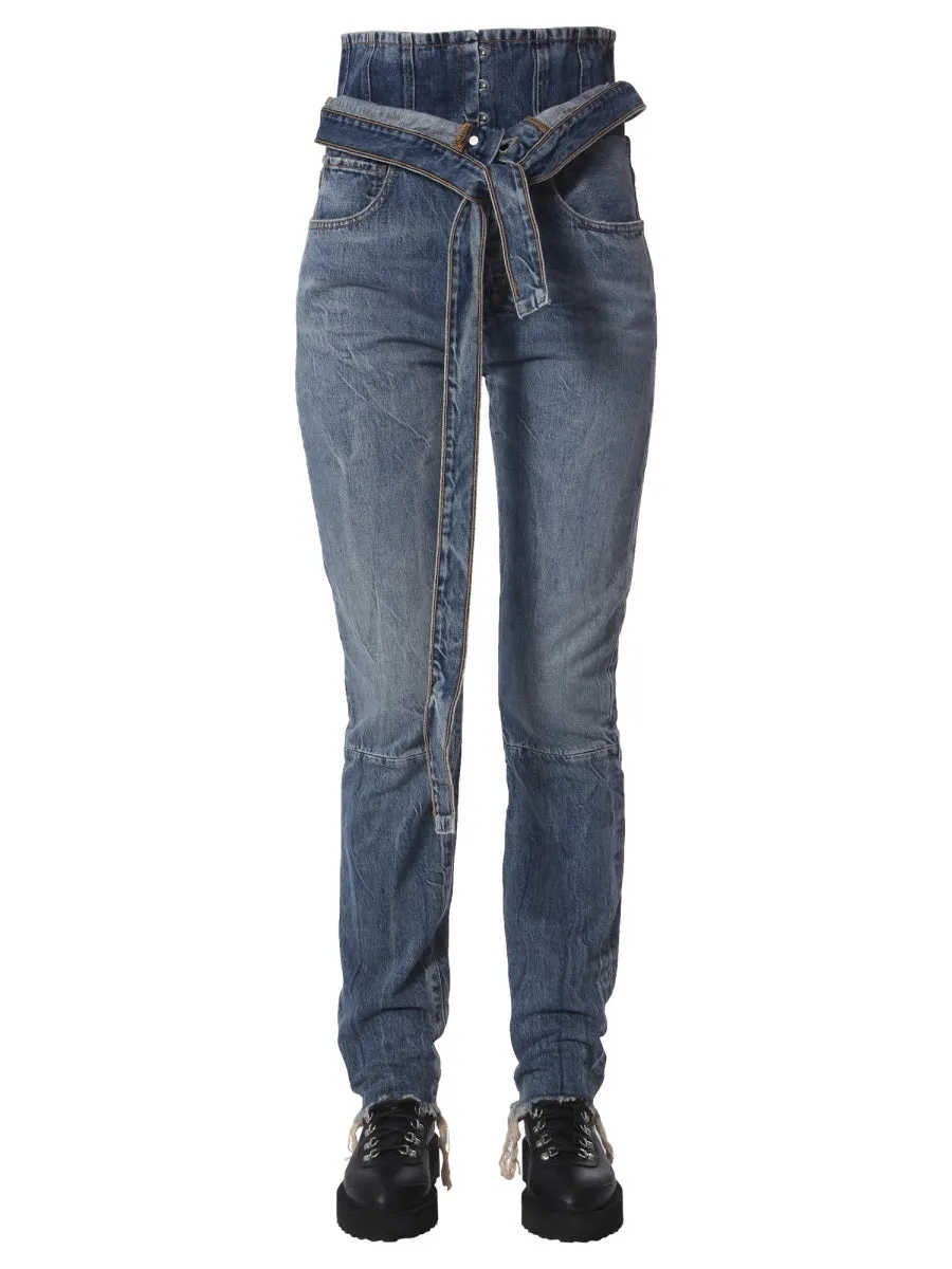 Unravel Project Belted High Waist Jeans