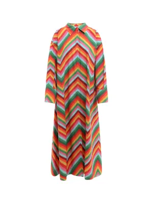 Valentino Long Sleeved Geometric Pattern Dress